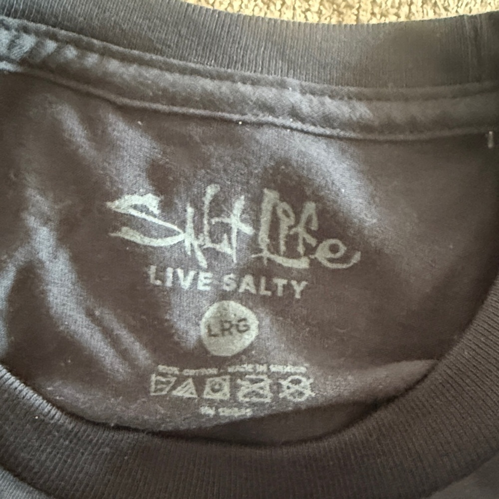 Salt Life Navy pocket T-Shirt with Orange and White Graphic - Picture 3 of 4